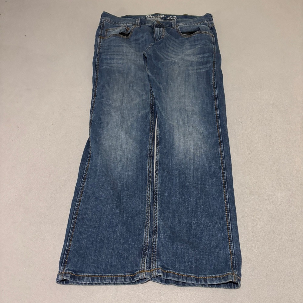 Wrangler Retro Slim Straight Jeans Mens 34x30 Medium Wash Blue Western Cowboy